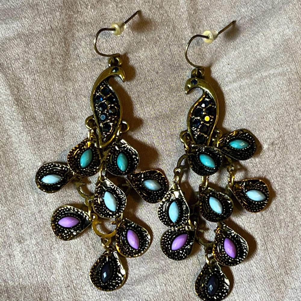 Peacock earrings
